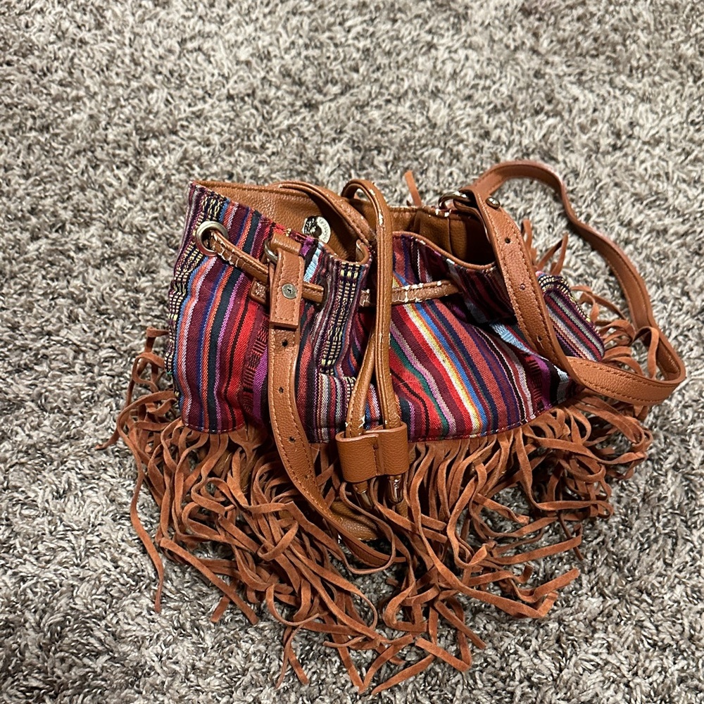 Colorful Striped Fringe Shoulder Bag